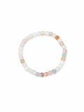 Pastell natursteinsarmbånd til kjæledyr – Håndlaget elastisk armbånd med firkantede perler
